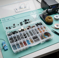 Boîte de rangement en plastique écologique moulée par injection, transparente, multi-compartiments, pour composants électroniques et quincaillerie