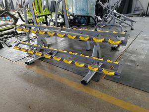 Sport Gym Club Gym Equipment Populaire <span class=keywords><strong>FF49</strong></span> 2 Rangées Couches Haltère Rack Holder Keeper Jaune Plateaux Noir Plateaux Racks pour 10 Paires - Product Image 5