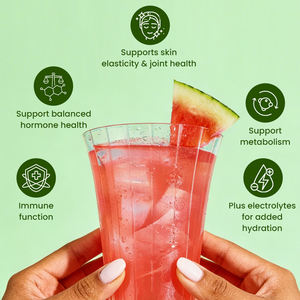 Poudre <span class=keywords><strong>de</strong></span> boisson électrolytique quotidienne sans sucre à la pastèque avec collagène, supplément pour l'équilibre hormonal féminin - Product Image 3