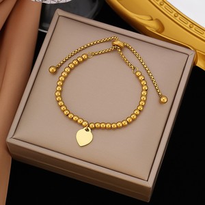SL407 Ciondolo Rotondo in Acciaio Inossidabile Placcato Oro 18K <span class=keywords><strong>con</strong></span> Bracciale Regolabile <span class=keywords><strong>con</strong></span> Incisione a Sfera - Product Image 3