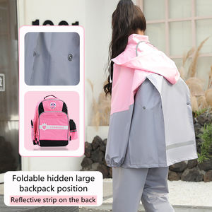 Impermeable de Cuerpo Entero a la Moda para Estudiantes, Niñas, Conjunto de Chaqueta y Pantalones Impermeables de Poliéster con Combinación de Colores para Viajes - Product Image 6