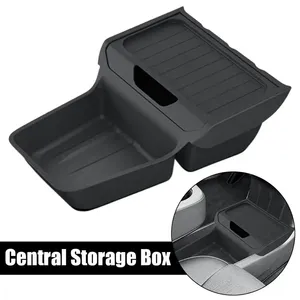 Boîte de <span class=keywords><strong>rangement</strong></span> centrale arrière en TPE <span class=keywords><strong>pour</strong></span> console de <span class=keywords><strong>voiture</strong></span>, compatible Tesla Model Y, accessoires standard 2025 2026 - Product Image 3