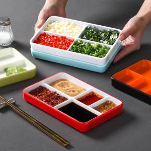 Plato de condimentos A5 de melamina con múltiples compartimentos, bandeja 2 en 1 para salsas, para uso en restaurantes y hoteles. - Product Image 2