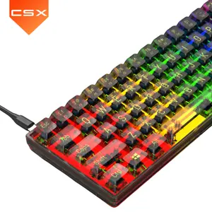 CSX New Arrived K60 68 Keys Fashion Wired RGB Transparent Mechanical Gaming Keyboard Support OEM/ODM