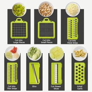 Multifunctional Manual Stainless Steel 14-Piece Adjustable Eco-Friendly <b>Vegetable</b> Slicer Press Knife Container Dishwasher Tool - Product Image 4