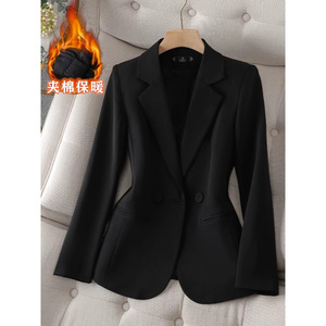 Women's Blazer Black Long Sleeve Padded Warm Office Wear Casual Coat - Product Image 1