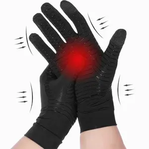 Benutzer definierte schwarze Therapie Kupfer infundiert gefüllte Kompression Reiten Ameise Arthritis Voll finger Handschuh für Männer Frauen lindern Hands ch merzen