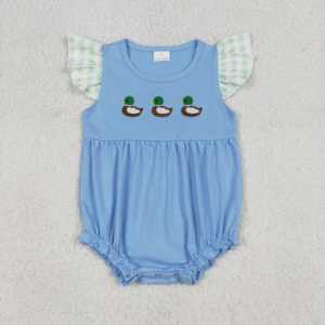 Combinaison à bulles pour bébé fille RTS Embroidery Mallard Ducks, 95% coton, tissu en laine peignée, imprimé, fermeture éclair cachée, décontractée, nouveau-né - Product Image 1