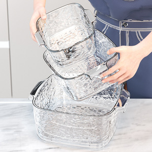 Double Layer Vegetable Washing Basket Plastic Fruit Drain Basket Kitchen Colander Strainer For Fruits Vegetables Storage - Product Image 2