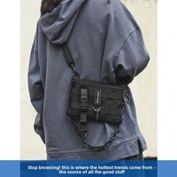 Sac bandoulière unisexe style Ins en cuir véritable imperméable, mini pochette utilitaire zippée pour l'été, mode streetwear hip-hop