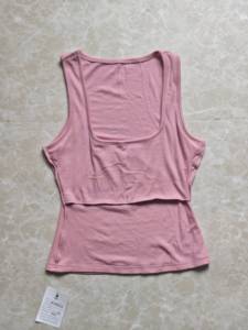 Tissu côtelé doux extensible Modal Spandex col carré dos nageur conception large sangle femmes débardeur - Product Image 2