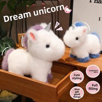 En gros, Grande poupée licorne fantaisie mignonne en peluche faite à la main, en poils de vison, debout, anti-stress, pour anniversaire d'enfants