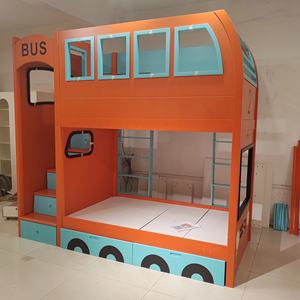 Meubles pour chambre d'enfants, lits superposés en bois massif, <span class=keywords><strong>lit</strong></span> mezzanine, lits superposés pour garçons sur le thème de la voiture - Product Image 3