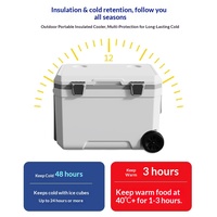 Glacière isotherme à roulettes de qualité alimentaire 70L/120L/160L pour voiture, camping, pique-nique, barbecue – Portable et réfrigérante