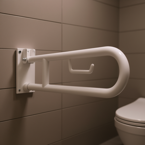 Barra de Apoyo Plegable con Portarrollos de Papel Higiénico de 80 cm, Barra de Apoyo para Baño Montada en la Pared - Product Image 3