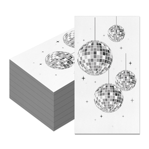 Huancai, 20 Uds., servilletas para invitados <span class=keywords><strong>de</strong></span> bola <span class=keywords><strong>de</strong></span> discoteca, servilletas <span class=keywords><strong>de</strong></span> papel desechables plateadas, toallas <span class=keywords><strong>de</strong></span> mano para baño para 70s 80s 90s, suministros para fiestas - Product Image 2