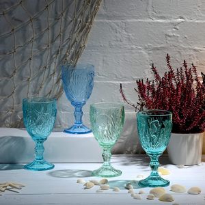 Juego de Copas de Vino <span class=keywords><strong>Artland</strong></span> Marine Modernas y Elegantes, Copas Verdes, Juego de 4, Capacidad de 250 ml, Empaque Personalizado, Diseño en Relieve - Product Image 2