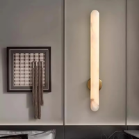 Applique murale LED minimaliste en marbre beige, élégance linéaire, installation murale moderne, chambre à coucher, salon, villa, hôtel, escalier