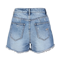 Shorts en jean déchirés taille mi-haute pour femme, ourlet effiloché, denim extensible, 5 poches, vente en gros