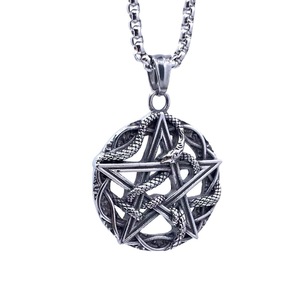 Men's <b>Titanium</b> Steel Snake Pentagram Pendant Star Shape Themed Necklace Everyday Wear 216071 - Product Image 1