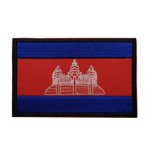 Colorful Embroidery Eco-Friendly <b>Canvas</b> Cambodia Flag Fabric Patches for Overcoat Sleeve Applique Tactical Logo - Product Image 2