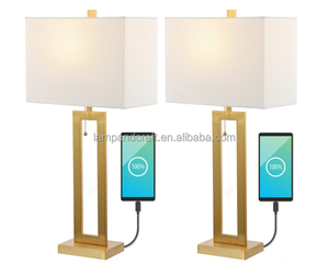 Iron LED Table <b>Lamp</b> With USB <b>Charging</b> Port, Nickel for USA and UK Middle East Market - Product Image 2