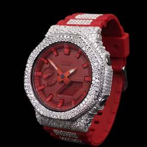 Nouvelle Arrivée <span class=keywords><strong>Montre</strong></span> Hip Hop Personnalisée en Moissanite Effet Diamant Bracelet Rouge <span class=keywords><strong>Montre</strong></span> de Luxe Tendance pour Acheteurs en Gros et Revente - Product Image 2