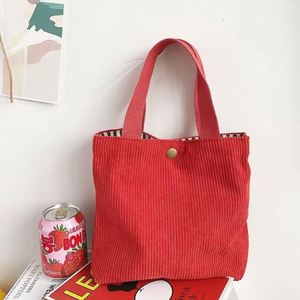 Polyester Corduroy Letter Pattern Customized Color <b>Medium</b> Size <b>Tote</b> Shopping <b>Bag</b> - Product Image 3