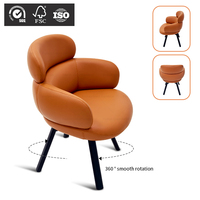 Chaise de salle à manger avec rotation à 360 degrés en cuir, designer italien moderne, chaise d'appoint pour réception dans le hall de l'hôtel