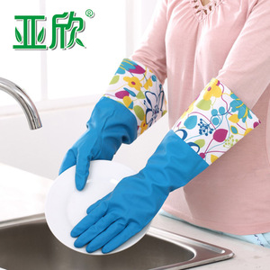 Gants en caoutchouc à fleurs de style coréen Axin, taille L, imperméables pour la vaisselle et la lessive - Product Image 5
