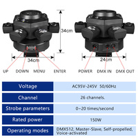 Projecteur LED RGBW 150W à tête mobile avec CRI95 et IP33 DMX512 pour éclairage de scène, de club, de soirée et de discothèque