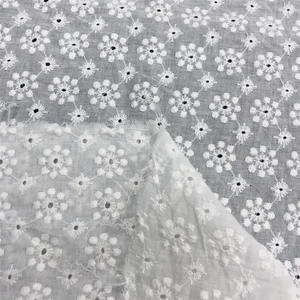 New White Hollow <strong>Sunflower</strong> 100% Cotton <strong>Embroidered</strong> Fabric Evening Dress - Product Image 4