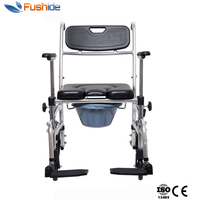 Fauteuil roulant de douche confortable, de haute qualité, pour toilette, avec poêle de lit et 4 roues