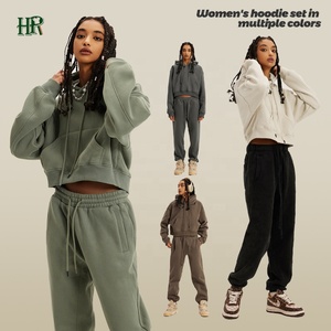 Custom Fitness Wear Logo Jogger Oversize Casual Hoodie Sweatshirt Two Piece Winter Warm Sets <strong>Womens</strong> <strong>Clothing</strong> - Product Image 2