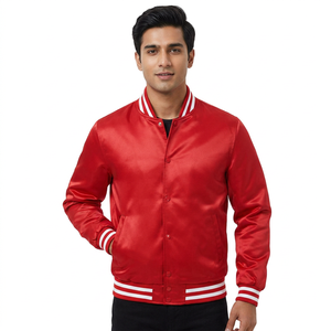 Satin varsity <b>Mens</b> Bomber-Jackets Casual Male Outwear Fleece Thick Warm Windbreaker Jacket <b>Mens</b> Baseball Coats Clothing - Product Image 1