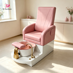 Sillón de Pedicura para Salón de Belleza, Reclinable, de Cuero Negro, con Cajón de Almacenamiento, Lavabo de Cerámica Extraíble para Pedicura - Product Image 1