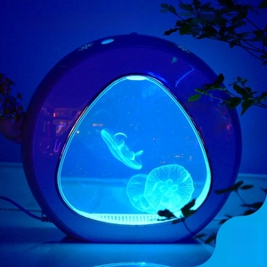 Acquario in Acrilico con Illuminazione LED Sfumata, Piccola Vasca per Pesci Fai-da-Te per Casa e Ufficio - Product Image 1