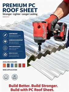 Plaque de toiture industrielle en <span class=keywords><strong>polycarbonate</strong></span> PC PINGYUN 1mm HT1070 de haute qualité, multicouche, garantie 5 ans pour abri de voiture et serre - Product Image 1