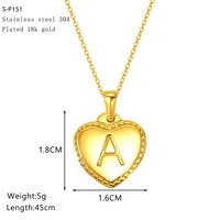 Collier personnalisé avec initiale en forme de cœur pour femme MECYLIFE, en acier inoxydable plaqué or 18 carats