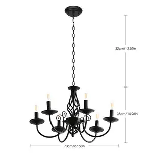 LOHAS Farmhouse 6-Light American Vintage Style Candle Stick Chandeliers Rustic Iron Luxury Chandeliers Pendant Light For Home