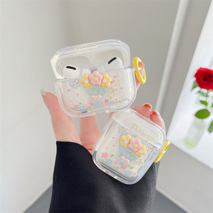 Pour Airpods 1 2 3 Pro <span class=keywords><strong>coque</strong></span> de Protection en TPU <span class=keywords><strong>transparente</strong></span> 3D fleur colorée étui de protection pour écouteurs sans fil - Product Image 1