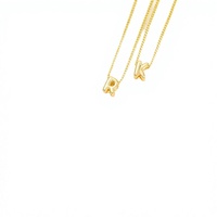 Collier Pendentif Vintage en Acier Inoxydable Plaqué Or Massif avec Lettres Bulles A-Z 26 Initiales Alphabet, Bijou Unisexe pour Couple