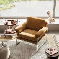 Fauteuil individuel vintage Bauhaus en lin avec structure métallique, chaise d'appoint minimaliste de luxe pour salon, hôtel, mobilier de négociation