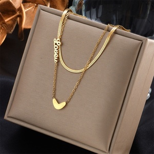 Collana in acciaio inossidabile senza appannamento a forma di lunga catena popolare amore <span class=keywords><strong>e</strong></span> lettere - Product Image 1