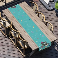 Nappe de table en polyester imprimée sur le thème des mathématiques scolaires pour la rentrée scolaire et les décorations de fête, Nappe verte « Joyeux premier jour »