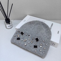 XIANGYU Sportwear, bonnet en tricot de luxe personnalisé de haute qualité, avec strass, épais, 100% acrylique, bonnet d'hiver pour femmes