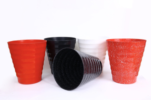<b>Large</b> Size Modern OEM Color Speckled Plastic <b>Flower</b> <b>Pot</b> with Ripple Design for Indoor Green Plants Desktop Use - Product Image 4