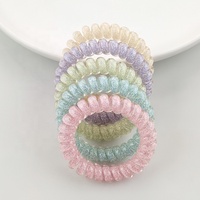 Lot de 100 élastiques spirales pour cheveux de 5 cm, sans pli, multicolores, imperméables, type cordon de téléphone, chouchous pour femmes