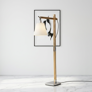 Adjustable Height Modern Wood Floor Lamp White Fabric Shade LED Warm White <b>Light</b> E26/E27 Base Indoor Hotel <b>Lounge</b> Task Lighting - Product Image 2