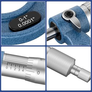 0-6 इंच का बाहरी व्यास माइक्रोमीटर सेट 6-टुकड़ा उच्च-परिशुद्धता माइक्रोमीटर उपकरण सेट 0.0001 इंच स्केल कार्बाइड टिप बाहरी माइक्रोमीटर - Product Image 3